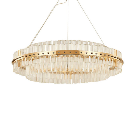 19.5 Contemporary Crystal Led Gold Chandelier- Adjustable Hanging Cords