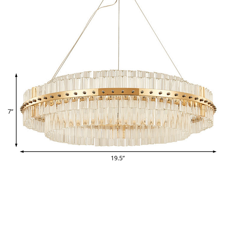 19.5 Contemporary Crystal Led Gold Chandelier- Adjustable Hanging Cords