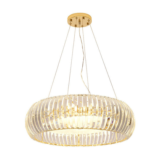 Minimal Gold Globe Chandelier with 6 Crystal Lights - Living Room Pendant Fixture