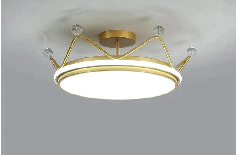Nordic Golden Crown Bedroom Ceiling Lamp