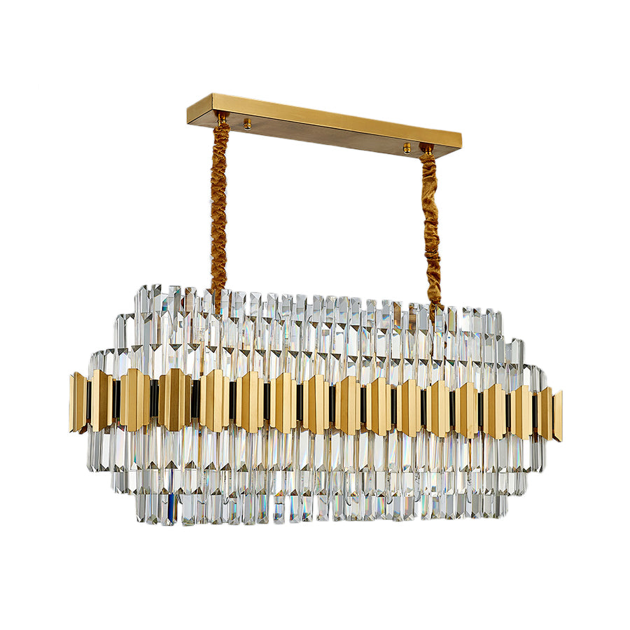 Contemporary Crystal Gold Pendant Light - 39 Wide 7-Tiered Icicle Chandelier 16-Light Perfect For