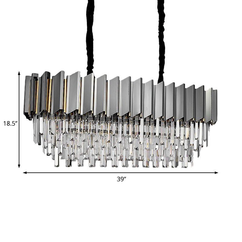 Modern Grey Crystal Pendant Chandelier With 10 Lights - 39 Wide Perfect For Island Ceiling