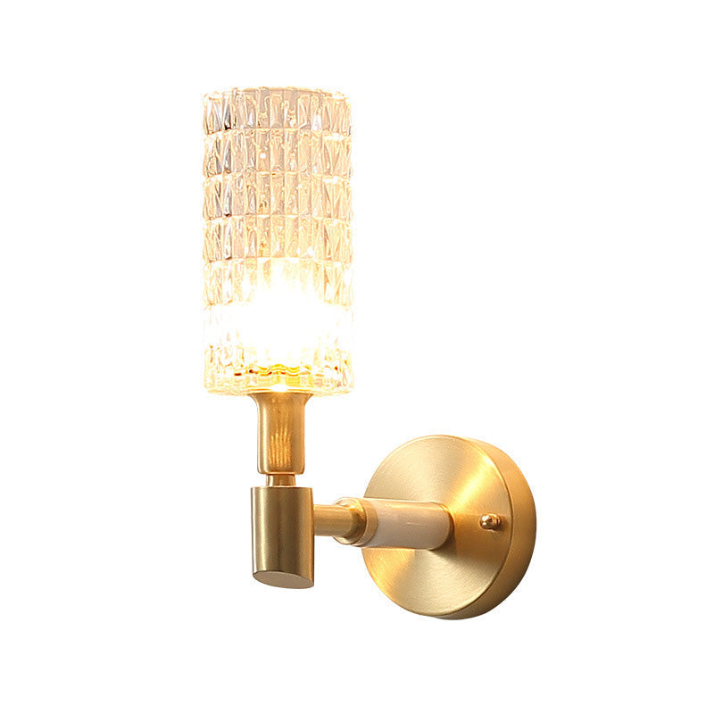 Contemporary Gold Finish Wall Sconce With Clear Faceted Glass Shade