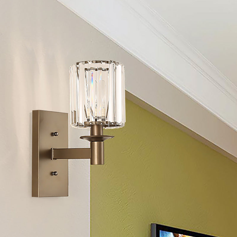 Modern Clear Glass Wall Sconce With Bronze Rectangle Backplate - Bedroom Half-Bulb Lamp 1 /