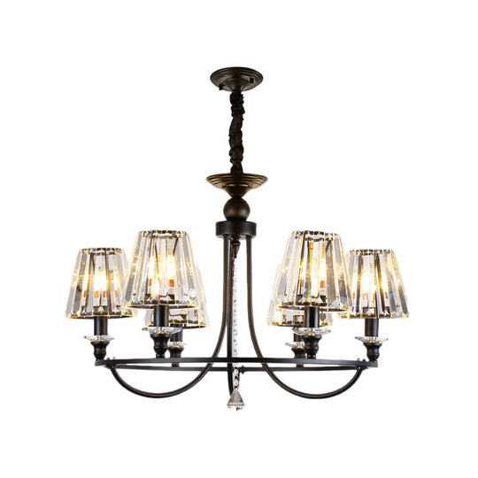 Contemporary Tapered Crystal Chandelier Pendant Light with 4/6/8 Lights - Black Ceiling Hanging Fixture