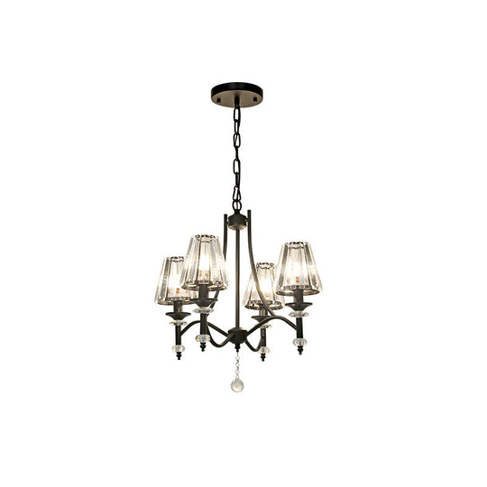 Contemporary Crystal Chandelier With Adjustable Chain - 4/6/8 Black Lights