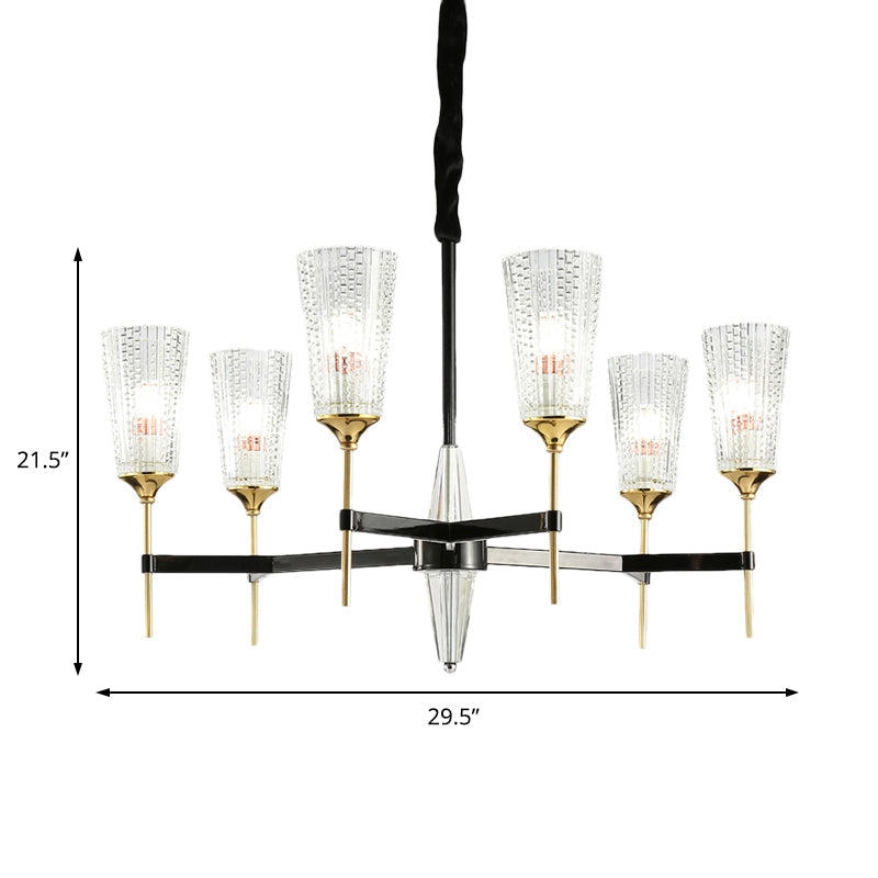 Contemporary Chandelier With Crystal Shade - Elegant Brass Pendant Fixture 6/8/12 Lights