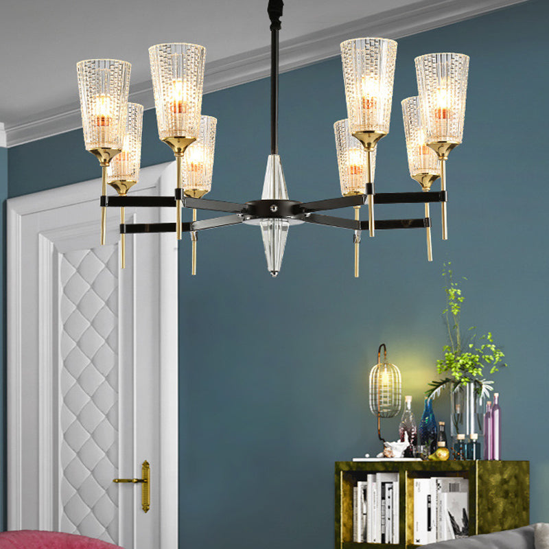 Contemporary Chandelier With Crystal Shade - Elegant Brass Pendant Fixture 6/8/12 Lights 6 /