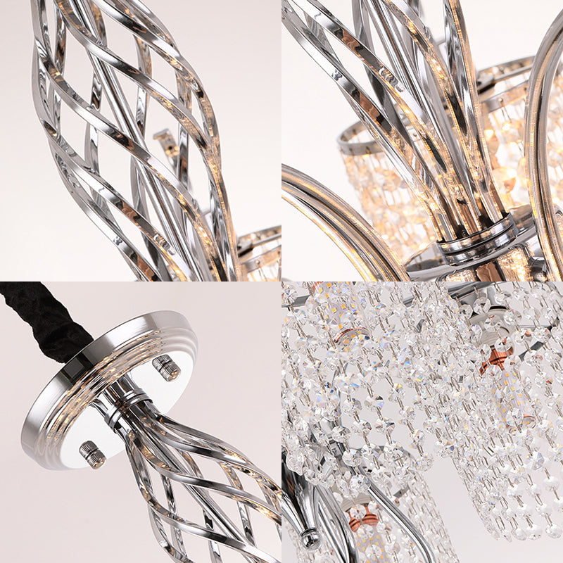 Modern Crystal Cylinder Chandelier Pendant Light - 3/5 Lights Chrome Finish Ideal For Living Room