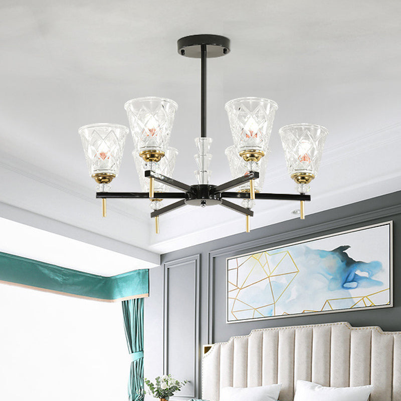Modern Black Crystal Cone Chandelier - 3/6/8 Lights Bedroom Ceiling Light 6 /