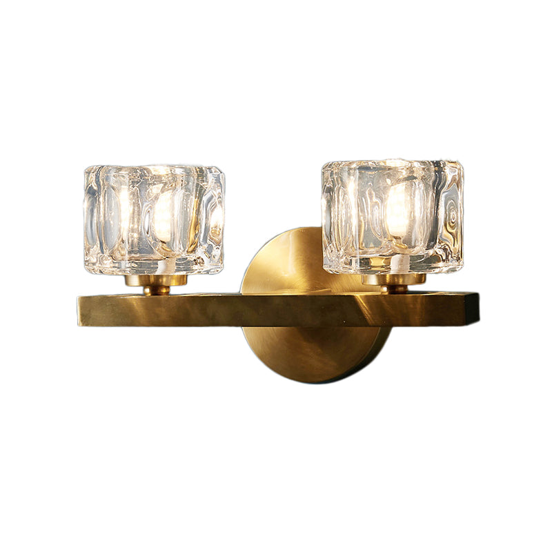 Modern Crystal Wall Sconce With Brass Finish And 1/2 Lights