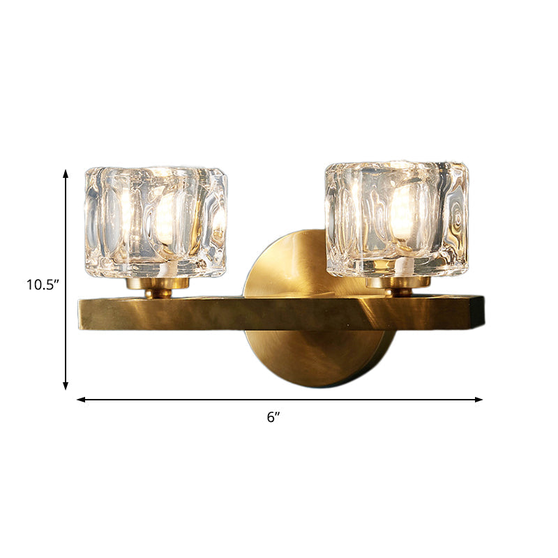 Modern Crystal Wall Sconce With Brass Finish And 1/2 Lights