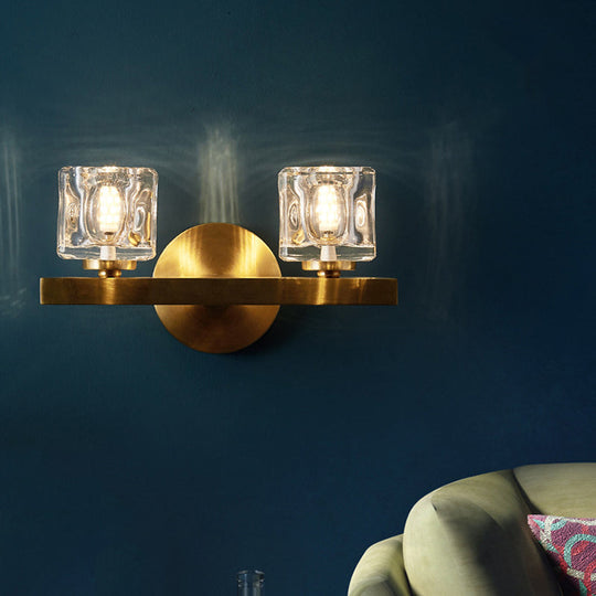 Modern Crystal Wall Sconce With Brass Finish And 1/2 Lights 2 /