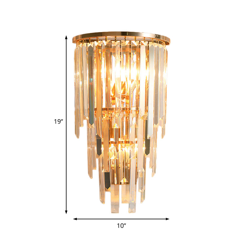 Retro Gold Waterfall Sconce Wall Mounted Crystal Lighting For Hallway (3 Lights)