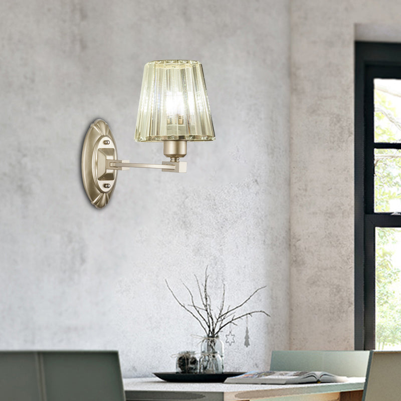 Modern Gold Crystal Wall Sconce With Tapered Flush Mount Nordic Design Ambient Lighting For Bedside