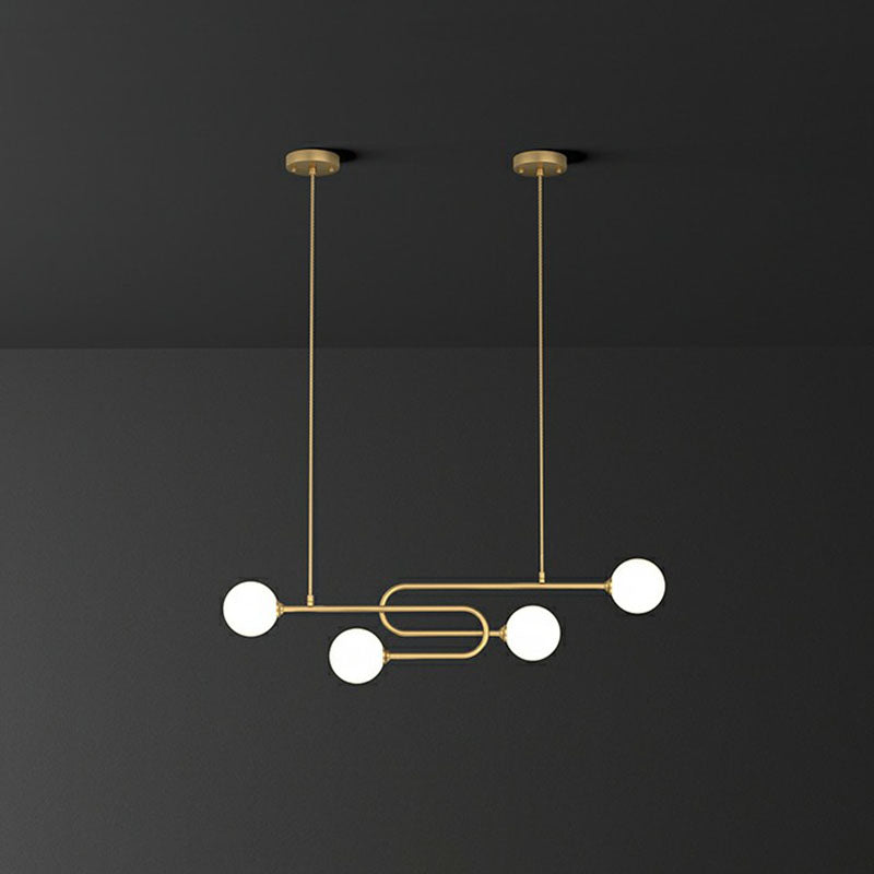 Minimalist U-Shaped Gold Metal Suspension Light With Milky Glass Shade For Dining Room Island 4 /