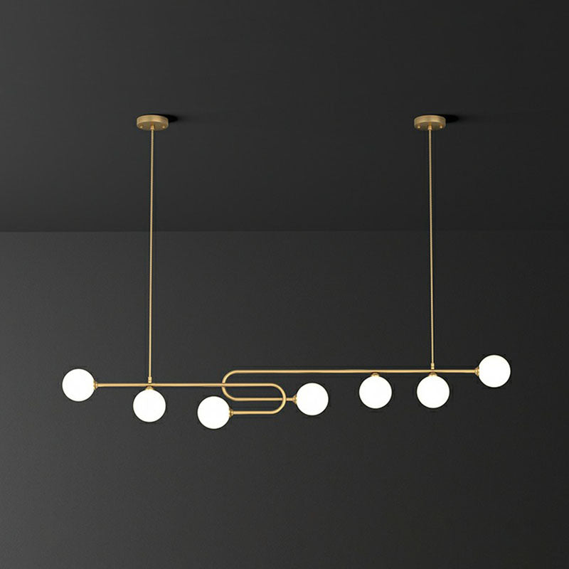 Minimalist U-Shaped Gold Metal Suspension Light With Milky Glass Shade For Dining Room Island 7 /