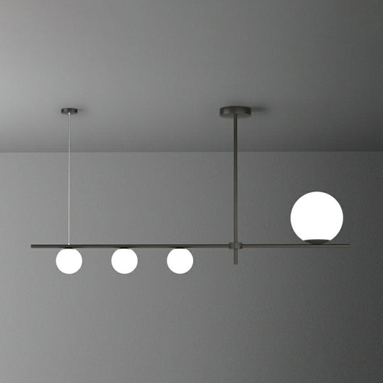 Minimalist Cream Glass Globe Island Pendant Light For Dining Room 4 / Black