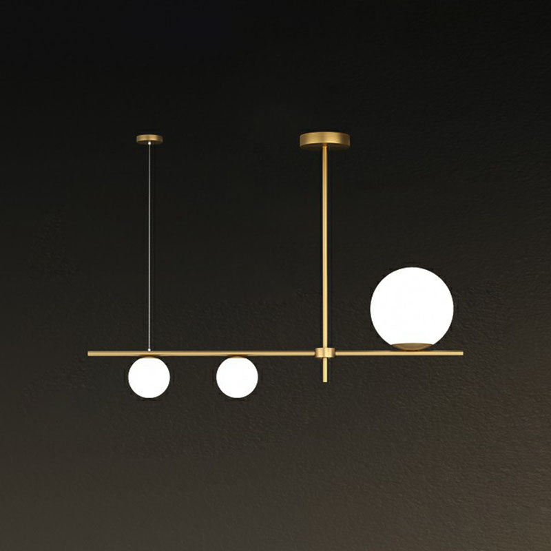 Minimalist Cream Glass Globe Island Pendant Light For Dining Room 3 / Gold