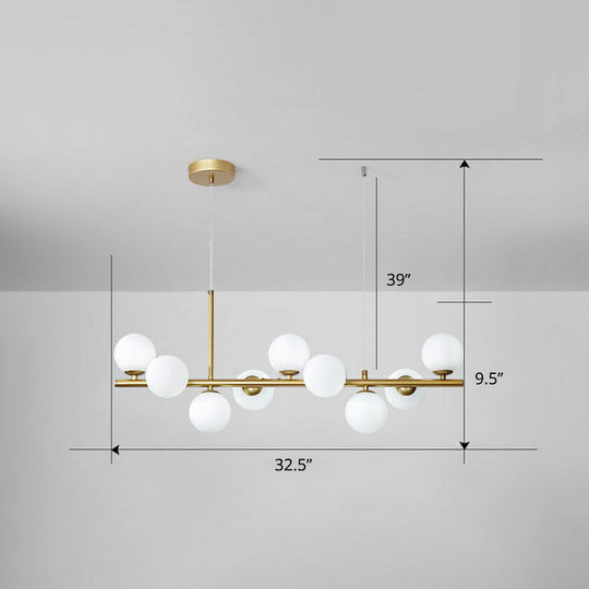 Led Island Pendant Light: Postmodern Glass Bubble Lamp For Dining Room 9 / Gold Milk White