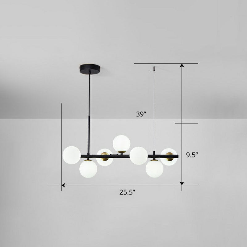 Led Island Pendant Light: Postmodern Glass Bubble Lamp For Dining Room 7 / Black Milk White