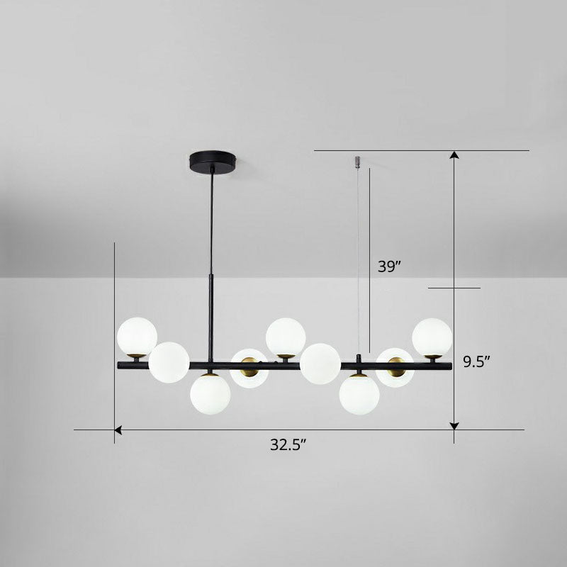 Led Island Pendant Light: Postmodern Glass Bubble Lamp For Dining Room 9 / Black Milk White