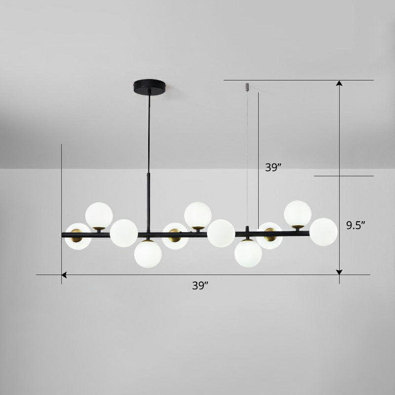 Led Island Pendant Light: Postmodern Glass Bubble Lamp For Dining Room 11 / Black Milk White