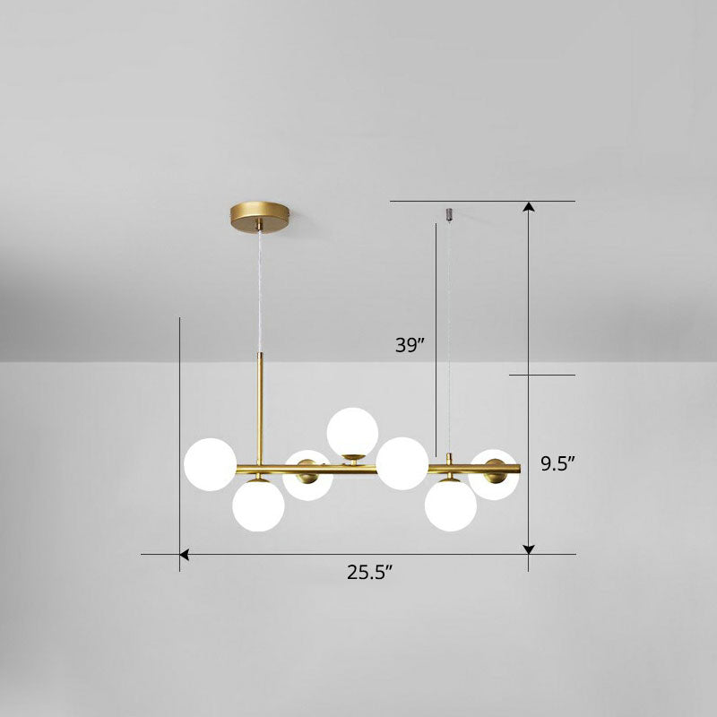 Led Island Pendant Light: Postmodern Glass Bubble Lamp For Dining Room 7 / Gold Milk White