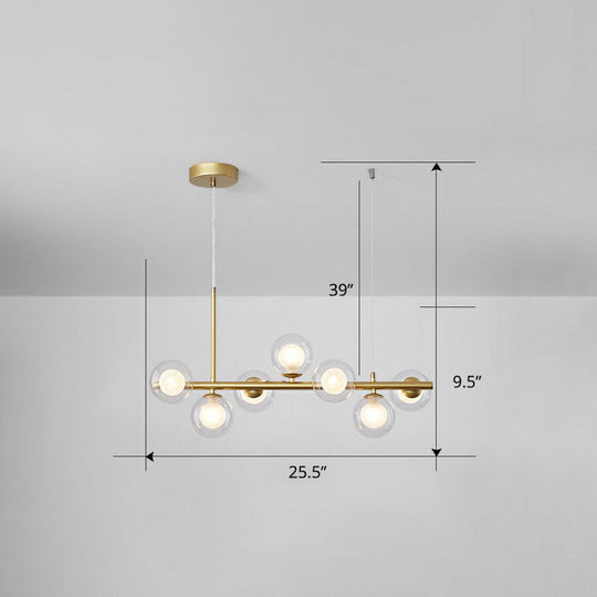 Led Island Pendant Light: Postmodern Glass Bubble Lamp For Dining Room 7 / Gold Clear