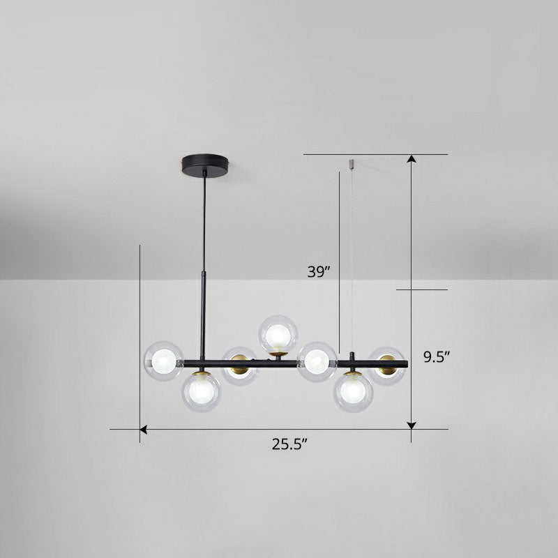 Led Island Pendant Light: Postmodern Glass Bubble Lamp For Dining Room 7 / Black Clear