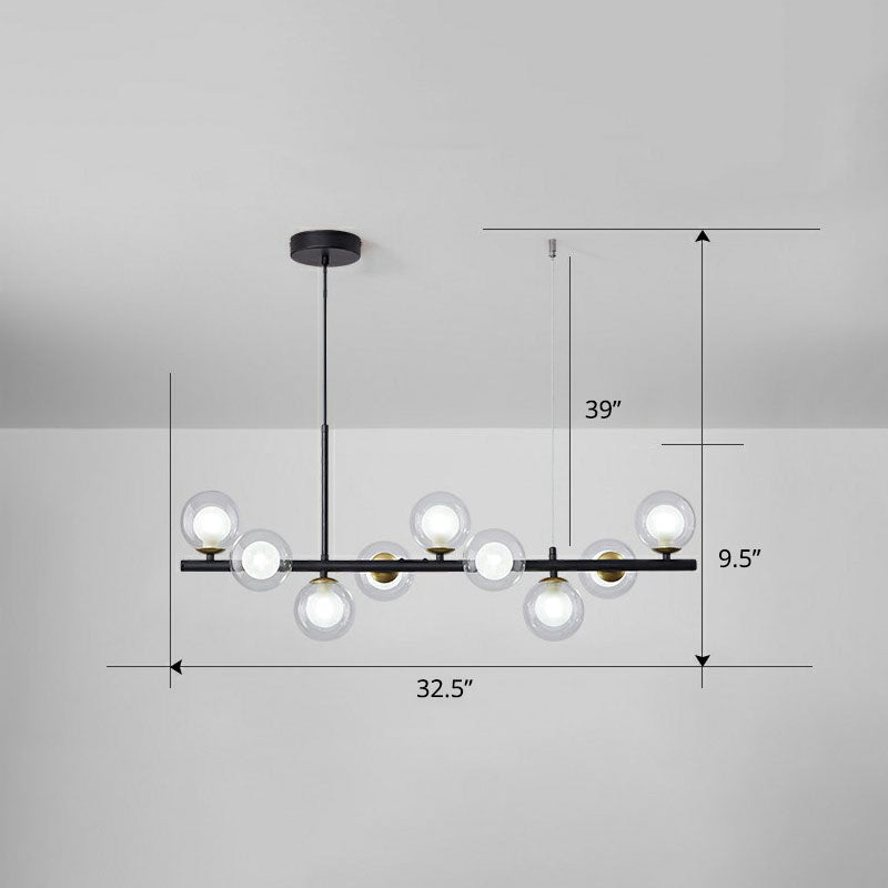 Led Island Pendant Light: Postmodern Glass Bubble Lamp For Dining Room 9 / Black Clear