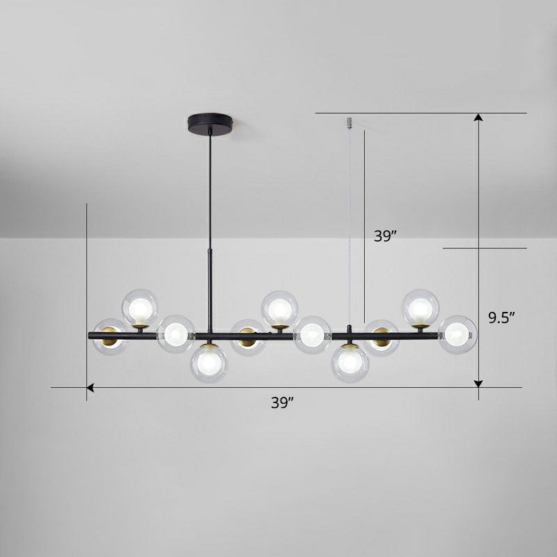 Led Island Pendant Light: Postmodern Glass Bubble Lamp For Dining Room 11 / Black Clear