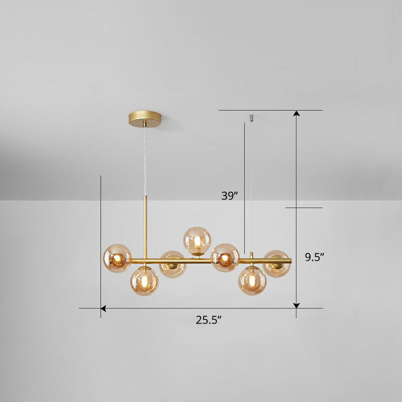 Led Island Pendant Light: Postmodern Glass Bubble Lamp For Dining Room 7 / Gold Cognac
