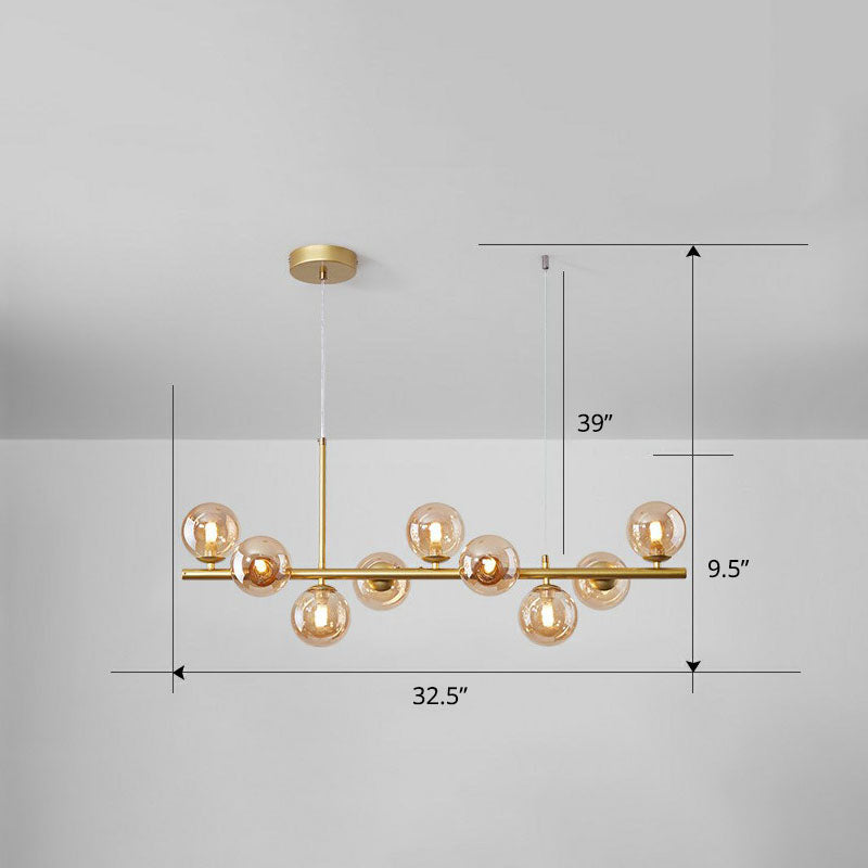 Led Island Pendant Light: Postmodern Glass Bubble Lamp For Dining Room 9 / Gold Cognac