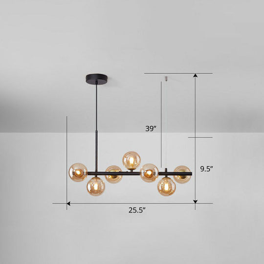 Led Island Pendant Light: Postmodern Glass Bubble Lamp For Dining Room 7 / Black Cognac