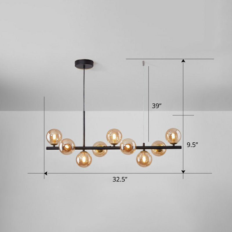 Led Island Pendant Light: Postmodern Glass Bubble Lamp For Dining Room 9 / Black Cognac