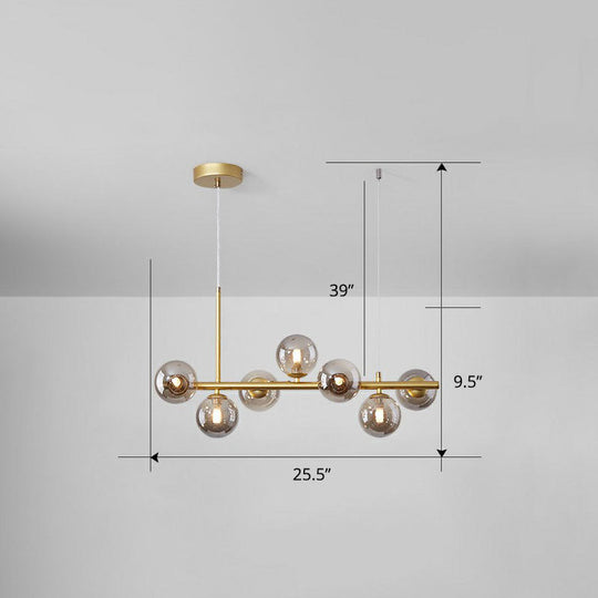 Led Island Pendant Light: Postmodern Glass Bubble Lamp For Dining Room 7 / Gold Smoke Grey