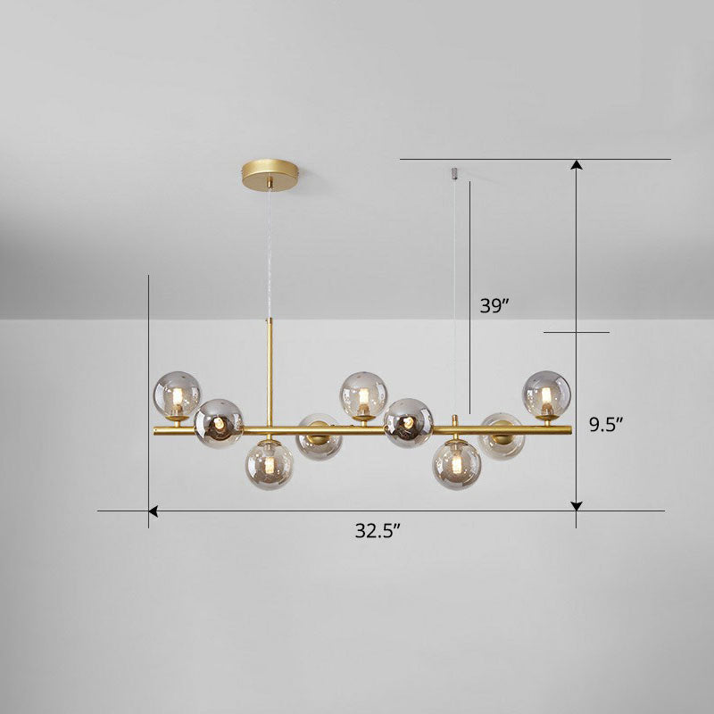 Led Island Pendant Light: Postmodern Glass Bubble Lamp For Dining Room 9 / Gold Smoke Grey