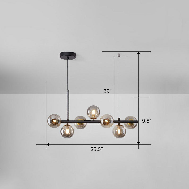 Led Island Pendant Light: Postmodern Glass Bubble Lamp For Dining Room 7 / Black Smoke Grey
