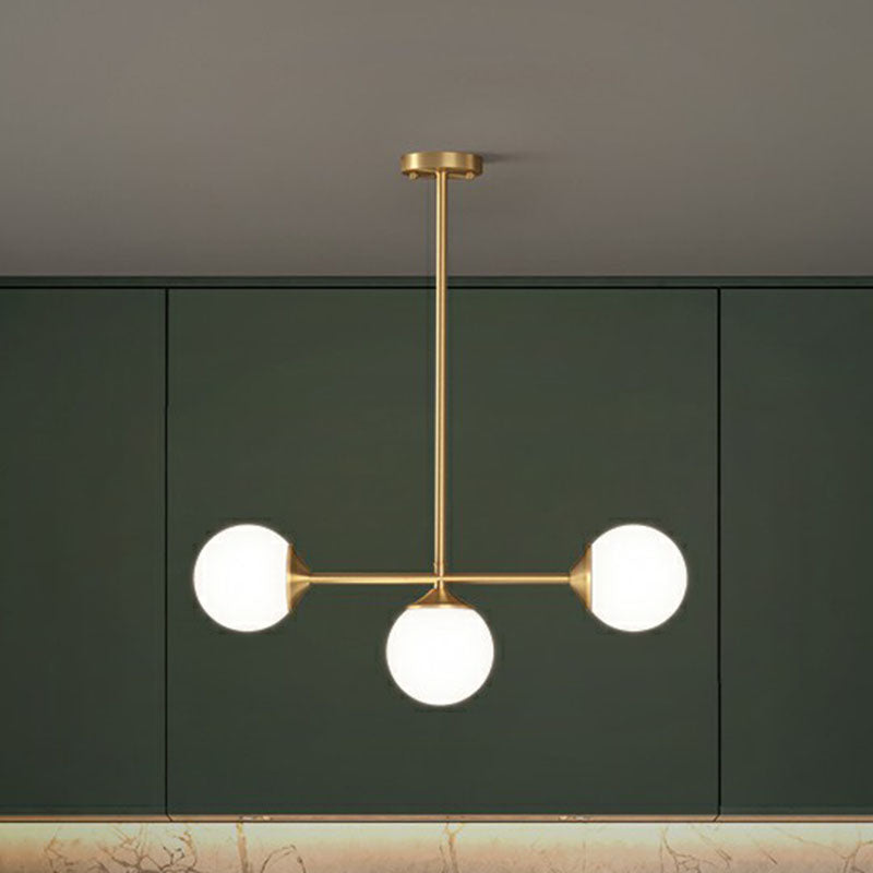 Opaline Glass Ball Pendant Light For Minimalist Dining Room Island 3 / Gold