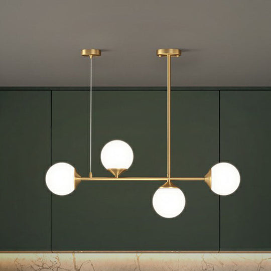 Opaline Glass Ball Pendant Light For Minimalist Dining Room Island 4 / Gold