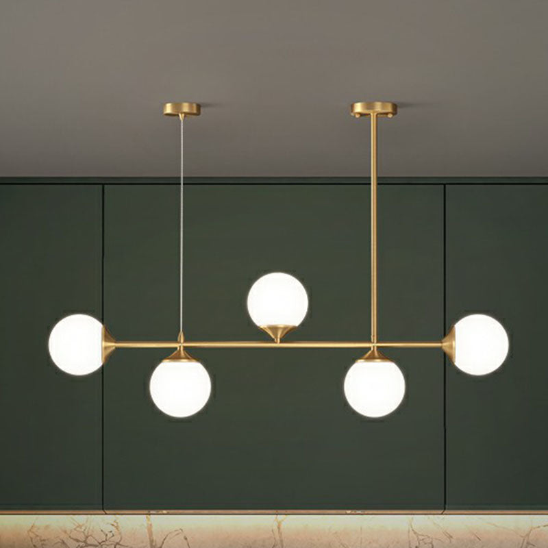 Opaline Glass Ball Pendant Light For Minimalist Dining Room Island 5 / Gold