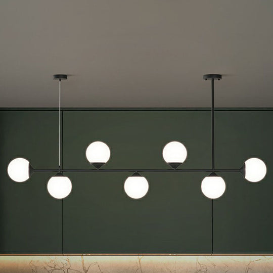 Opaline Glass Ball Pendant Light For Minimalist Dining Room Island 7 / Black