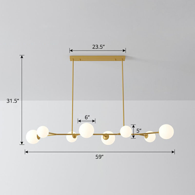 Simplicity Opal Glass Molecular Island Suspension Light For Dining Rooms 8 / Gold