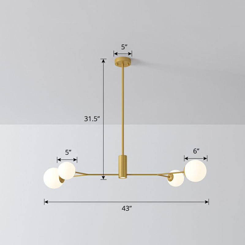 Simplicity Opal Glass Molecular Island Suspension Light For Dining Rooms 4 / Gold