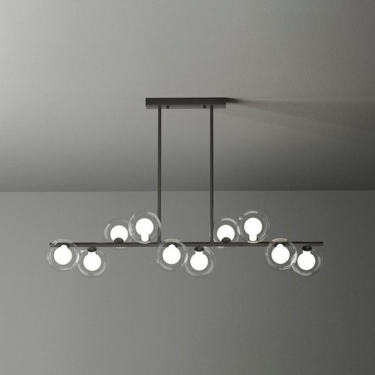 Postmodern Led Island Light With Clear And White Glass Shades 10 / Black