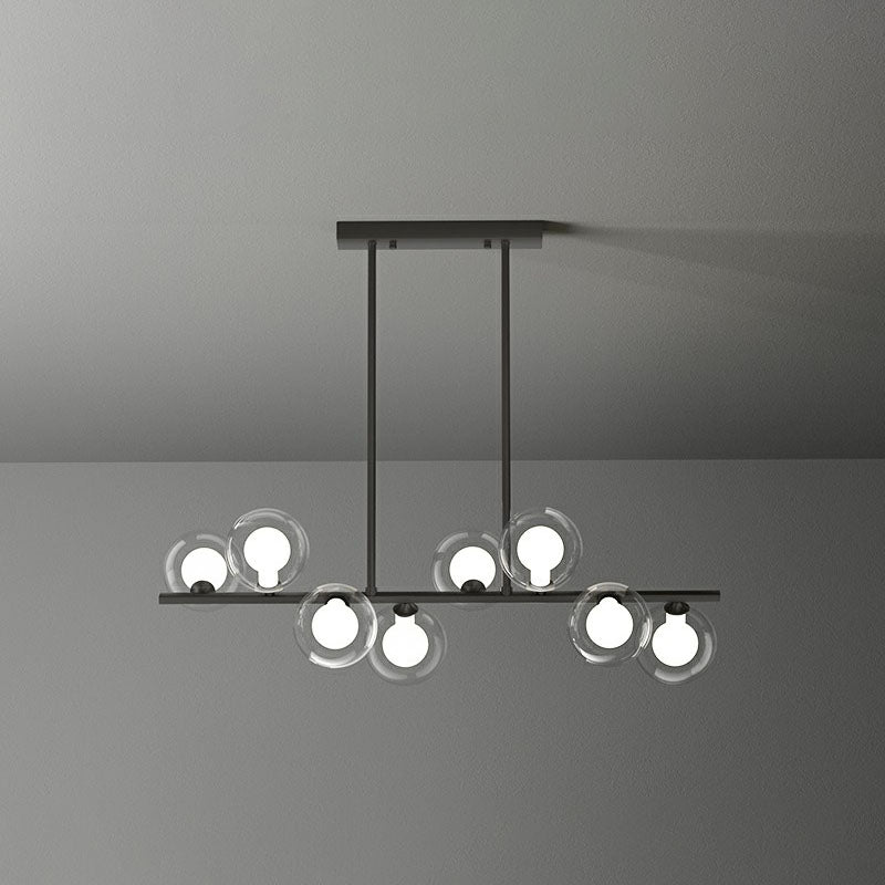 Postmodern Led Island Light With Clear And White Glass Shades 8 / Black