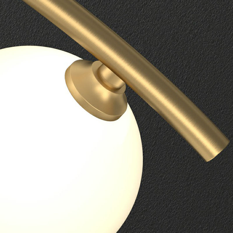 Gold Milk Ball Glass Pendant Lighting For Minimalist Dining Room Island