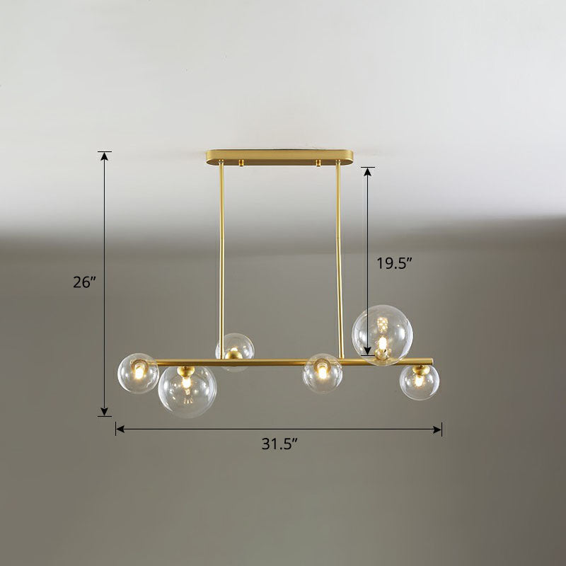 Contemporary Clear Glass Bubble Island Lamp - Stylish Ceiling Light For Dining Room 6 / Gold
