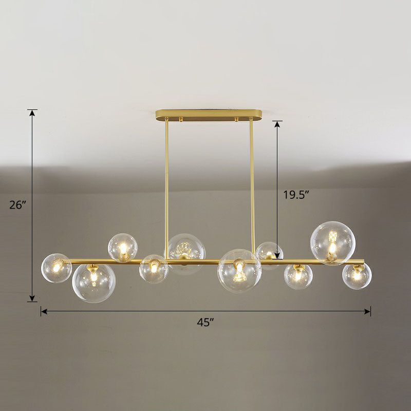 Contemporary Clear Glass Bubble Island Lamp - Stylish Ceiling Light For Dining Room 10 / Gold